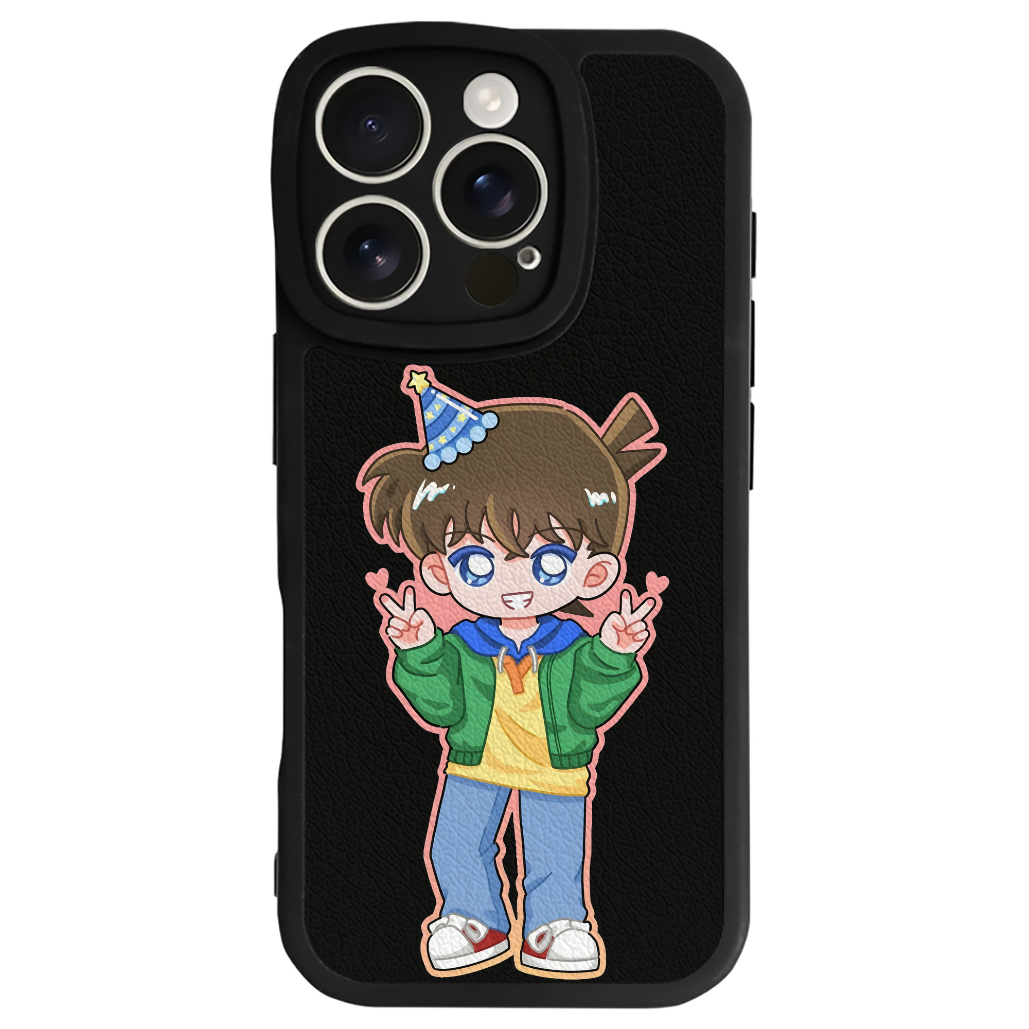 （画像用） 名探偵コナン 江戸川 コナン Detective Conan Conan Edogawa 【iPhone 16シリーズ対応】シリコンスマホケース（レザー調） 材質：シリコン